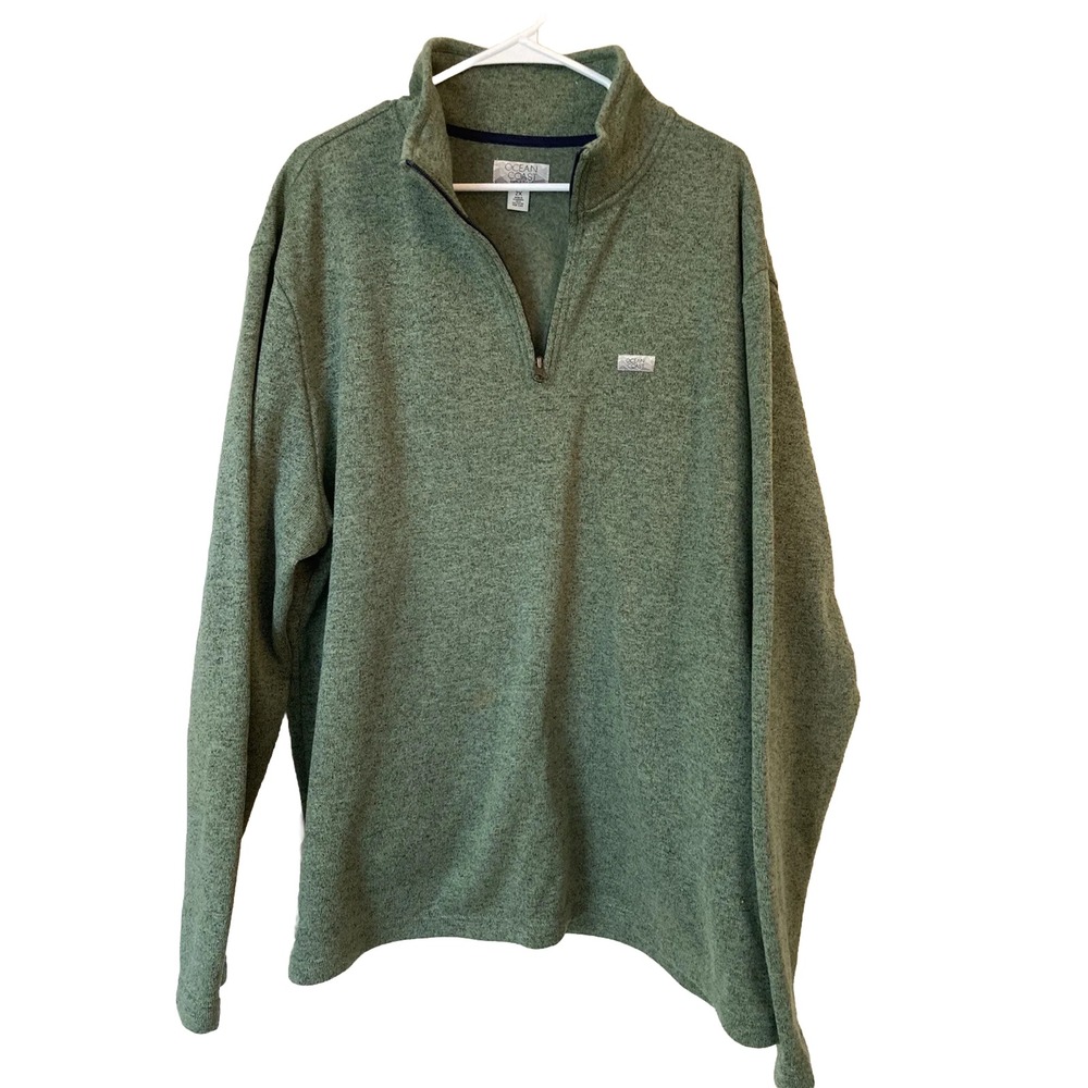 Ocean Coast Jacket  Big And Tall Men's Pull Over Green Size 2X HALF zip‎